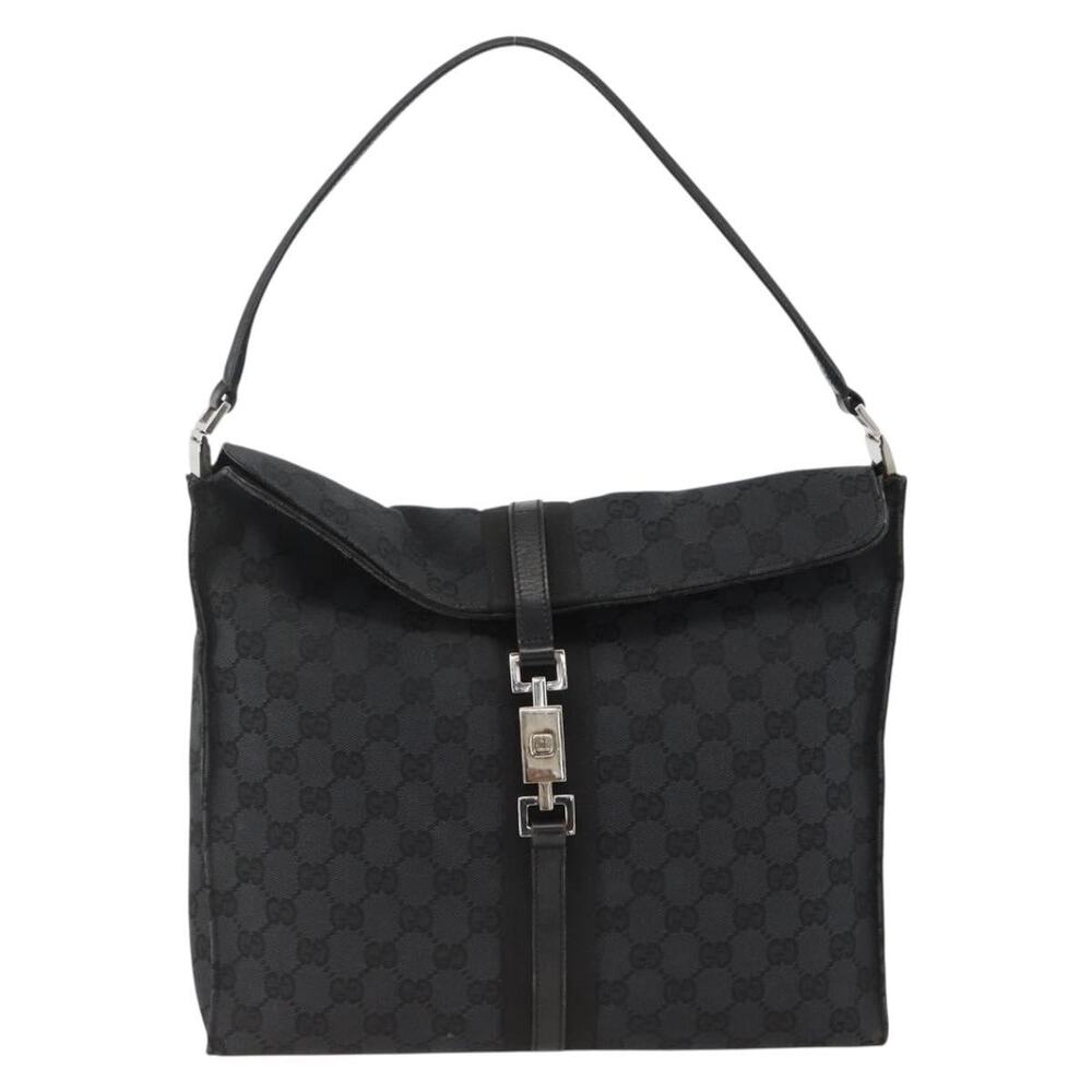 Gucci GG Canvas Jackie Shoulder Bag Leather Black